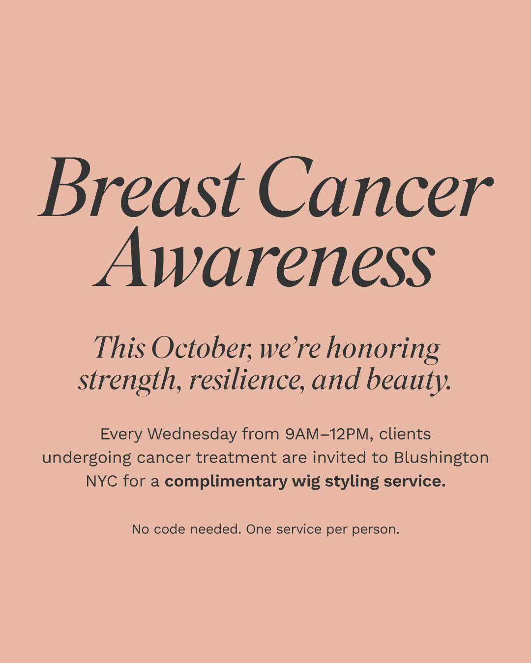 Blushington Honors Breast Cancer Awareness Month with Complimentary Wig Styling