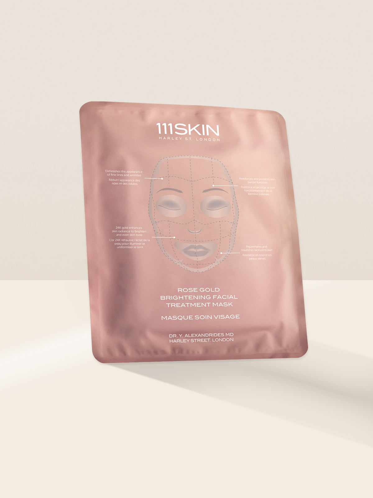 Máscara de tratamiento facial iluminadora de oro rosa